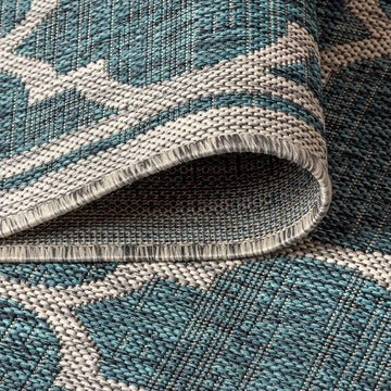 Trebol Moroccan Trellis Textured Weave Indoor/outdoor Round Rug